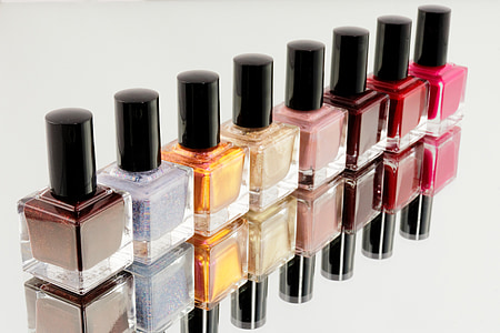 eight assorted nail polish bottles