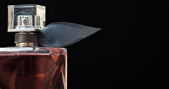 close view of glass fragrance bottle