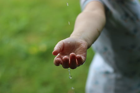 person holding droplets of water