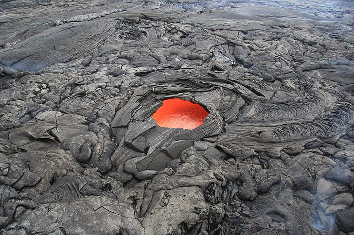 high angle view photo of cooled lava