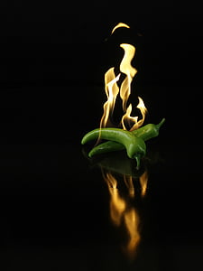 green chili on fire