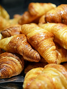 close-up of baked croissants