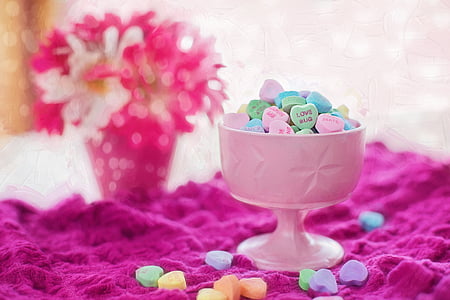 pink cup with assorted beads