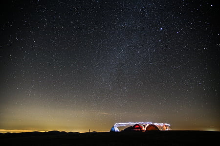 white and brown tent bellow black nightsky