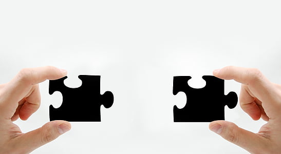 person holding black two jigsaw puzzles