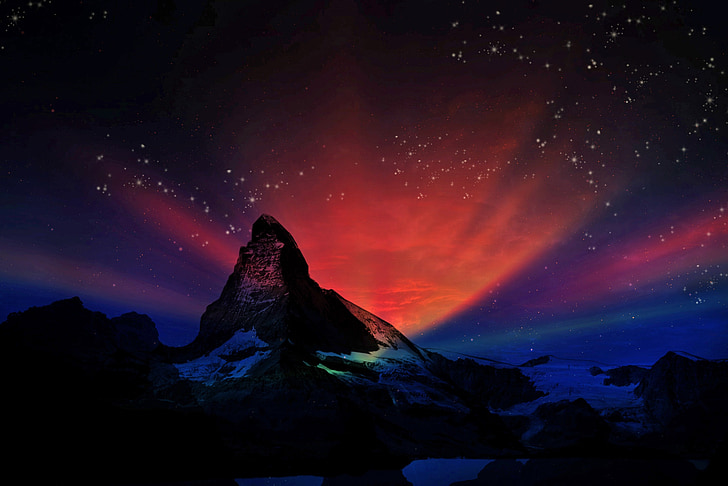 mountain and stars graphic