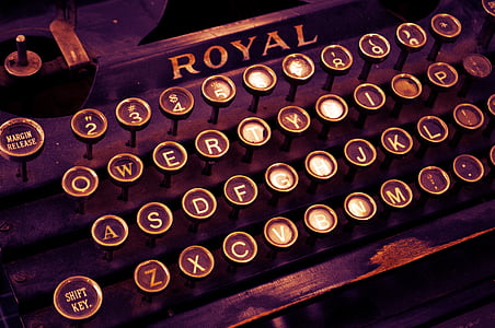 black and purple typewriter