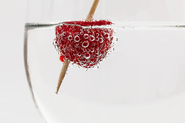 raspberry in clear liquid