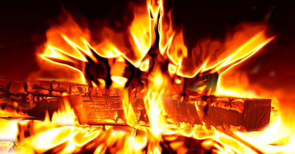 photo showing burning wood