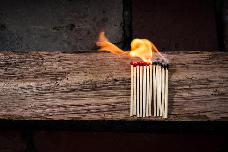 lined and fire safety match sticks