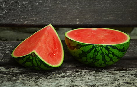 food photography of two sliced watermelons