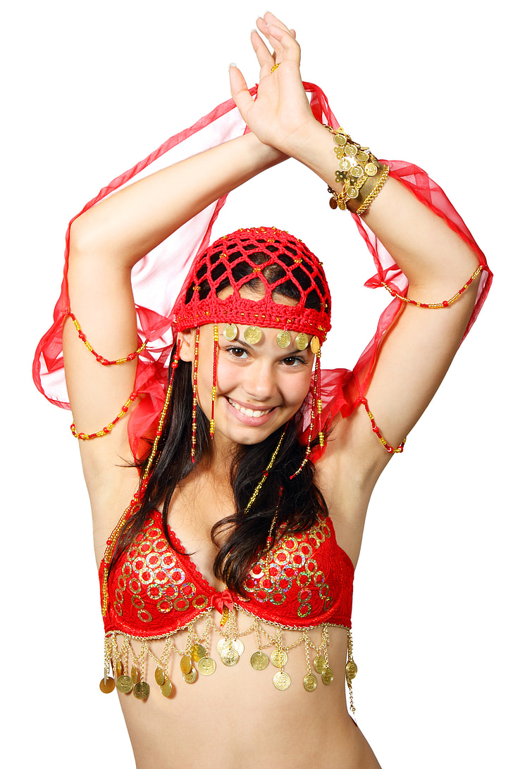 woman in red traditional dress