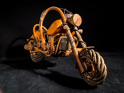 brown wooden cruiser motorcycle scale model