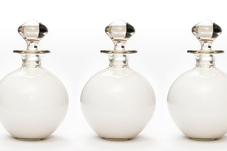 three white decanters