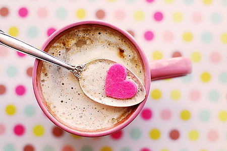 cappuccino in pink mug