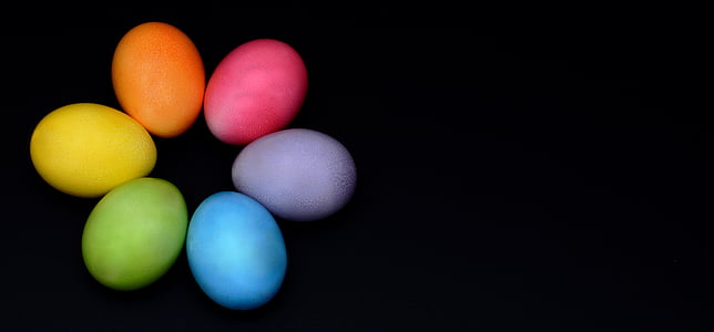 six assorted-color decorative eggs