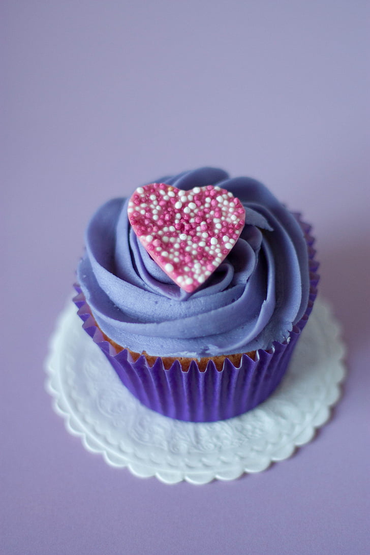 cupcake with blue icing-covered