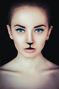 woman with cat makeup photo
