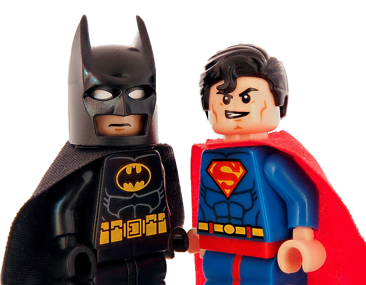 Batman and Superman LEGO minifigures