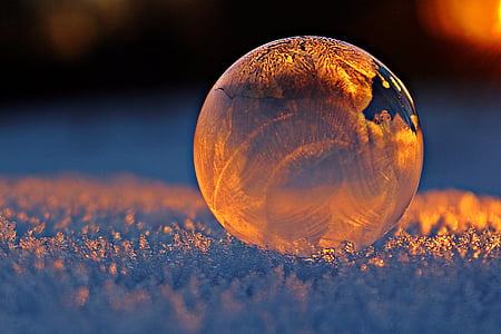 macro photography of glass ball