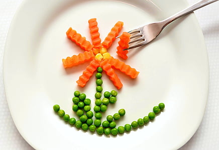 plate of sliced carrots and green beans