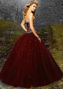 woman wears red and white sweetheart neckline princess-waist dress