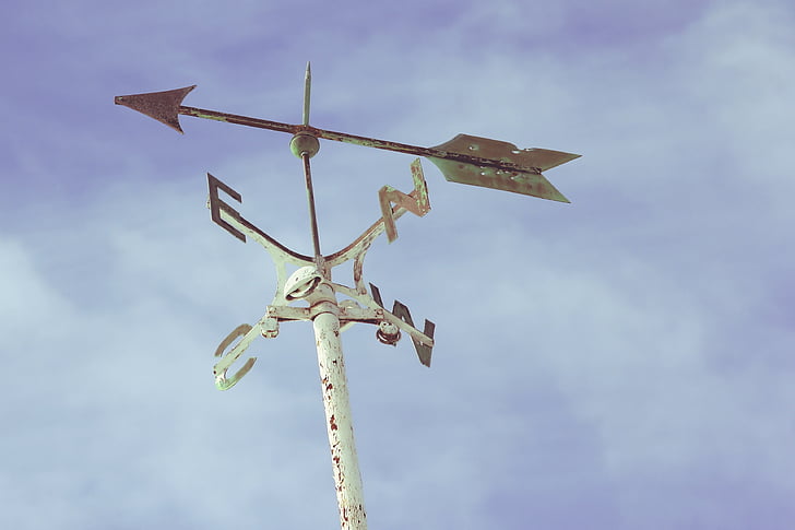weather vane pointing east