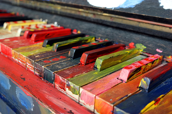 close photo of assorted-color piano keys