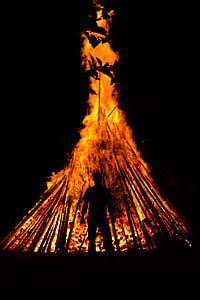 silhouette photo of man on fire