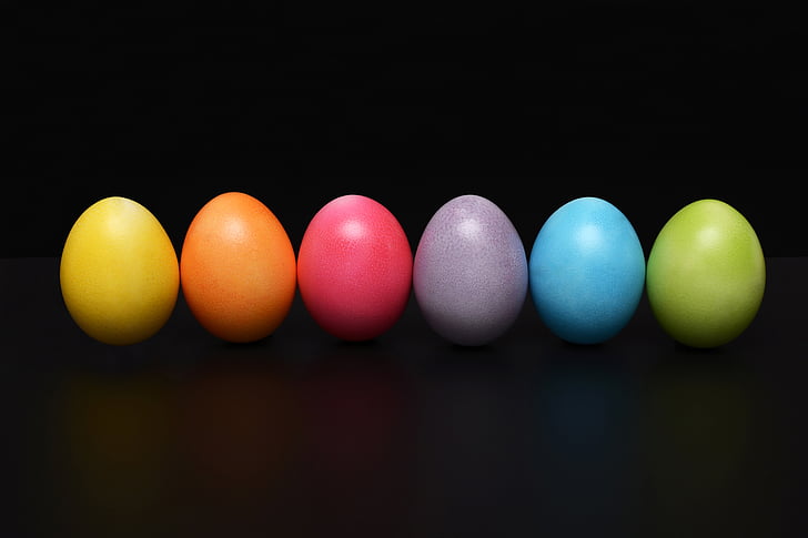 six assorted-colored eggs ornament