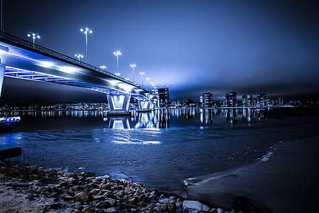 bridge above water at nighttime