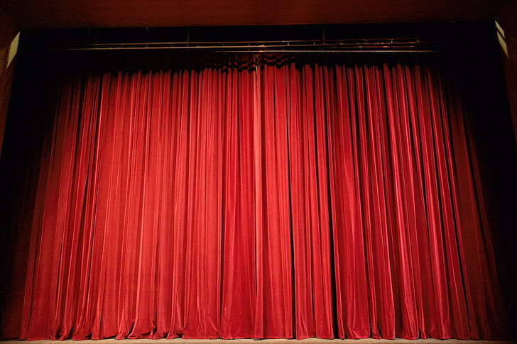 closed red theater curtains