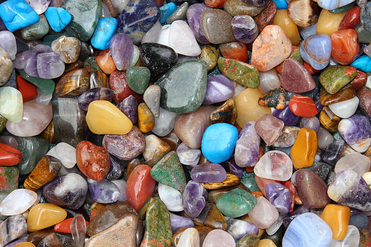 scattered assorted color pebbles