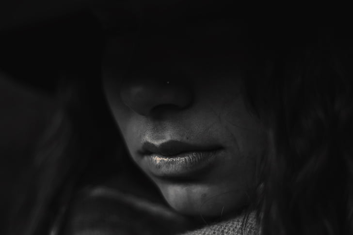 grayscale photograpy of woman