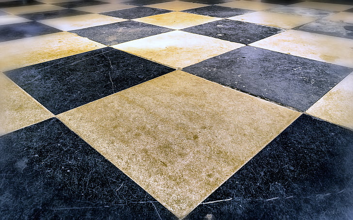 closeup photo of checked flooring
