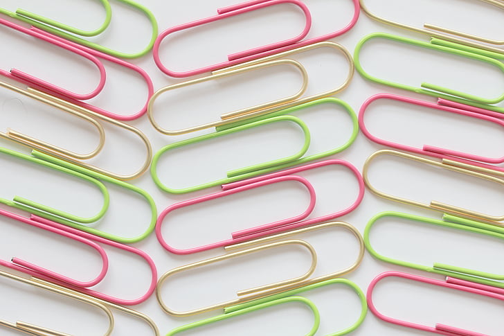 pink and green paper clip lot