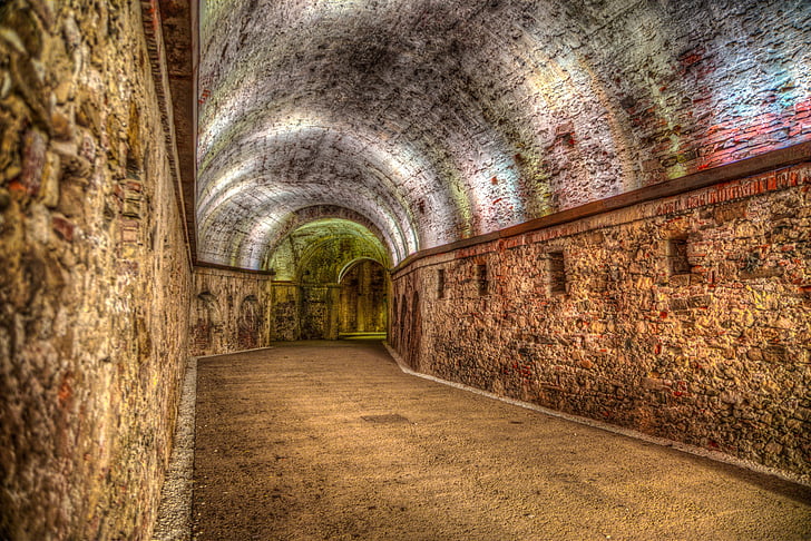 brown brick tunnel