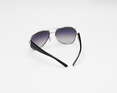 silver-framed black lens sunglasses
