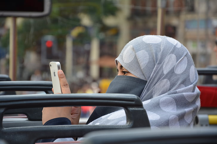 photo of woman wearing gray hijab headscarf