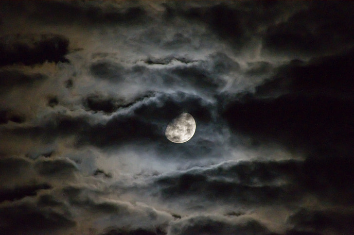 full moon with black and white clouds