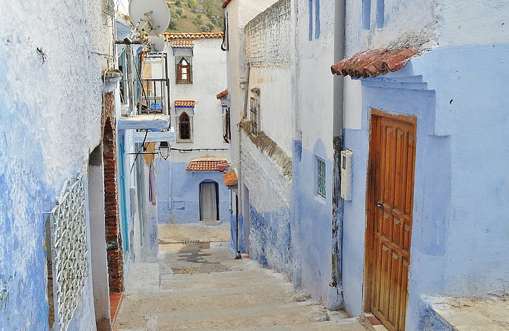 blue and brown concrete houses