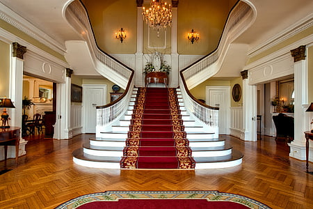 staircase inside white painted room