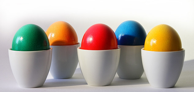 green orange red blue and yellow eggs