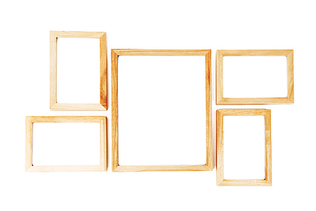 five brown wooden frames