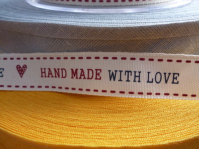 white Hand made with love strap