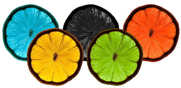 five assorted-color of sliced fruits