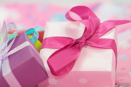 assorted-color gift boxes