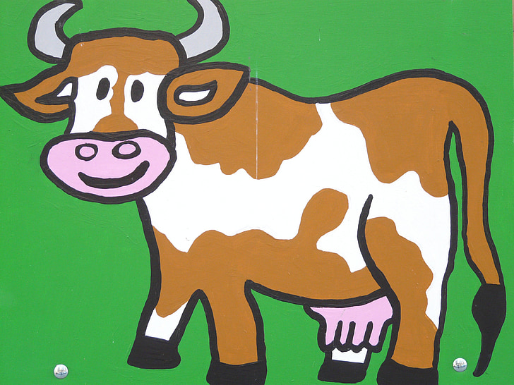 brown and white cow illustration