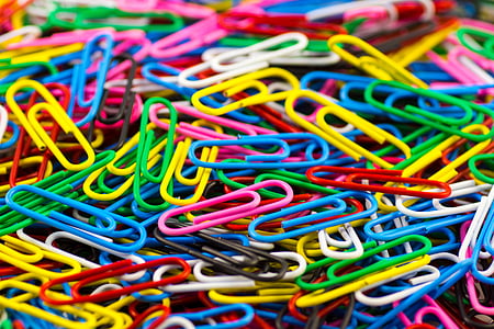 macro photography of paper clip lot