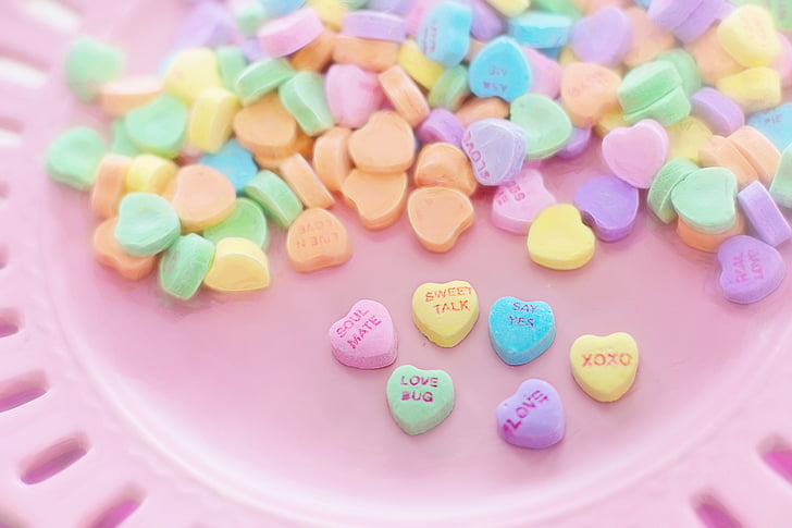 heart-shaped assorted-color candies